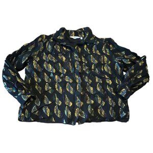 & Other Stories Paris Atelier Black‎ & Gold Metallic Blouse US 6